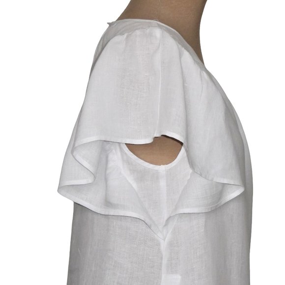 Velvet By G raham & Spencer Kassidy Woven Drop Waist White Linen Dress  Size S - Picture 4 of 12